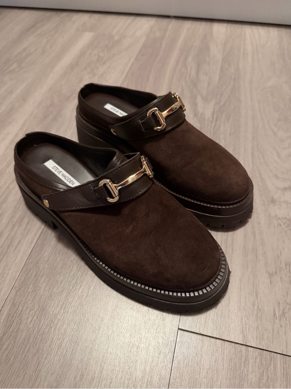 Steve Madden Erba Brown Suede Slingback Platform Clogs - Picture 2 of 6
